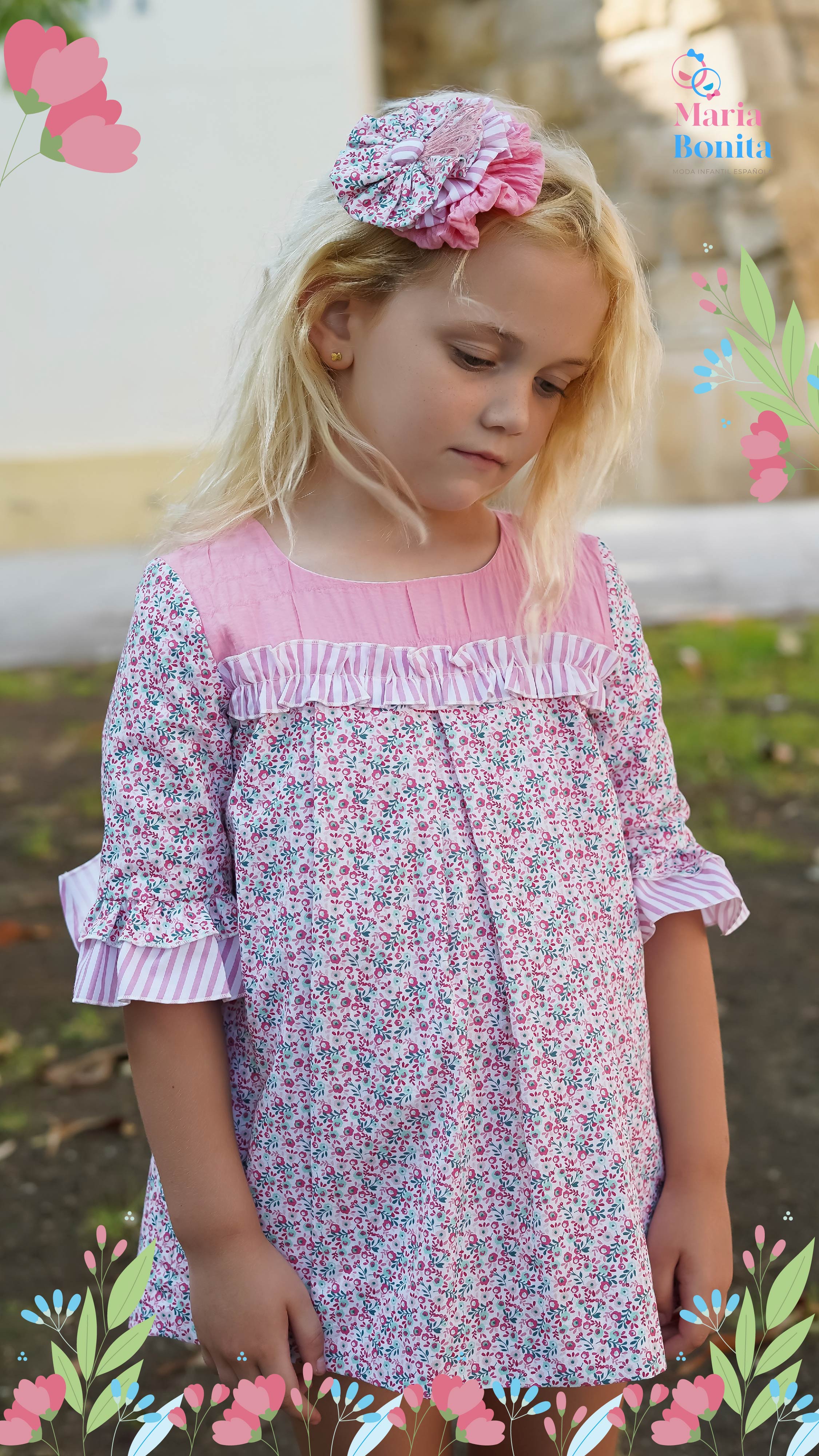 Vestido rayas y flores