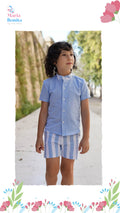 Conjunto rayas celeste